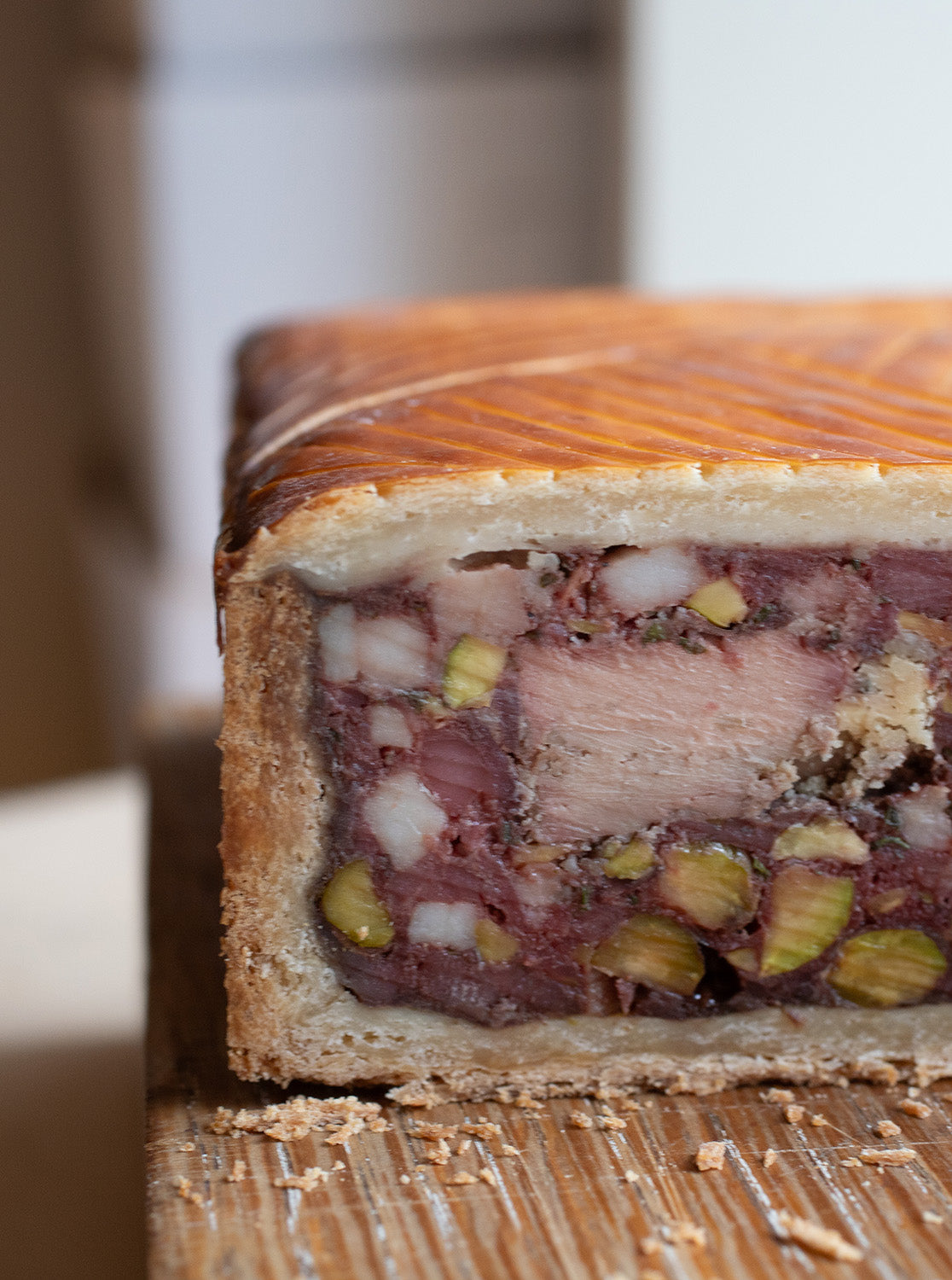 Pâté en Croûte de Canard, Boudin, et Pistache